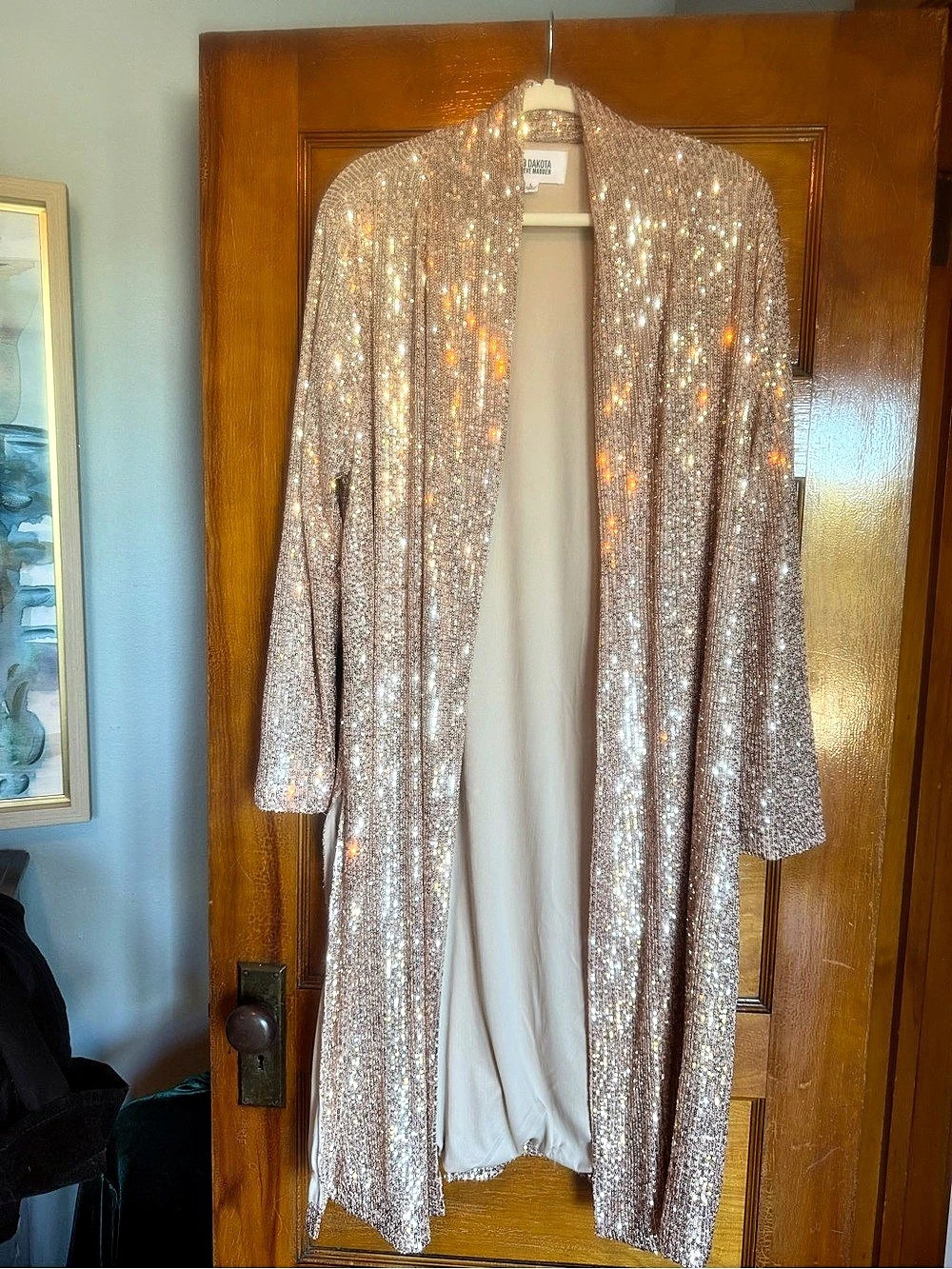 BB Dakota Showstopper Sequined Duster Jacket Pink